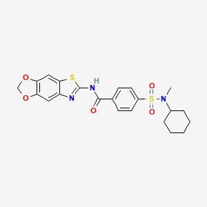 molecular formula C22H23N3O5S2 B2715744 4-[cyclohexyl(methyl)sulfamoyl]-N-([1,3]dioxolo[4,5-f][1,3]benzothiazol-6-yl)benzamide CAS No. 892852-87-8