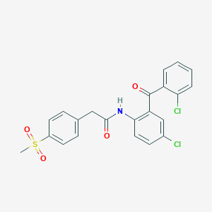 molecular formula C22H17Cl2NO4S B2715754 N-(4-chloro-2-(2-chlorobenzoyl)phenyl)-2-(4-(methylsulfonyl)phenyl)acetamide CAS No. 941883-57-4