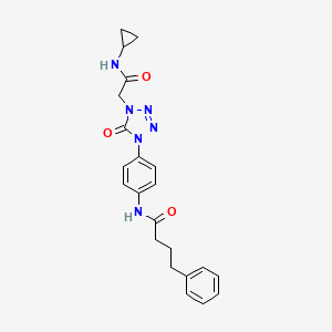 molecular formula C22H24N6O3 B2715760 N-(4-(4-(2-(cyclopropylamino)-2-oxoethyl)-5-oxo-4,5-dihydro-1H-tetrazol-1-yl)phenyl)-4-phenylbutanamide CAS No. 1396574-04-1