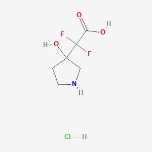 molecular formula C6H10ClF2NO3 B2715771 2,2-Difluoro-2-(3-hydroxypyrrolidin-3-yl)acetic acid hydrochloride CAS No. 2230804-07-4