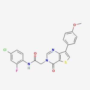 molecular formula C21H15ClFN3O3S B2715775 N-(4-chloro-2-fluorophenyl)-2-[7-(4-methoxyphenyl)-4-oxothieno[3,2-d]pyrimidin-3(4H)-yl]acetamide CAS No. 1207048-53-0