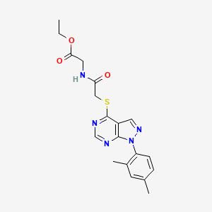 molecular formula C19H21N5O3S B2715780 ethyl 2-(2-{[1-(2,4-dimethylphenyl)-1H-pyrazolo[3,4-d]pyrimidin-4-yl]sulfanyl}acetamido)acetate CAS No. 893927-86-1