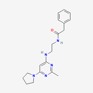 molecular formula C19H25N5O B2715783 N-(2-((2-methyl-6-(pyrrolidin-1-yl)pyrimidin-4-yl)amino)ethyl)-2-phenylacetamide CAS No. 1207001-97-5