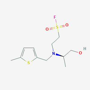 molecular formula C11H18FNO3S2 B2715825 2-[[(2R)-1-Hydroxypropan-2-yl]-[(5-methylthiophen-2-yl)methyl]amino]ethanesulfonyl fluoride CAS No. 2411179-57-0