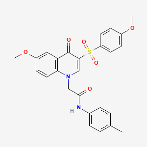 molecular formula C26H24N2O6S B2715867 2-[6-methoxy-3-(4-methoxybenzenesulfonyl)-4-oxo-1,4-dihydroquinolin-1-yl]-N-(4-methylphenyl)acetamide CAS No. 866813-60-7
