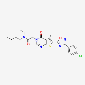 molecular formula C23H24ClN5O3S B2715874 N-butyl-2-{6-[3-(4-chlorophenyl)-1,2,4-oxadiazol-5-yl]-5-methyl-4-oxo-3H,4H-thieno[2,3-d]pyrimidin-3-yl}-N-ethylacetamide CAS No. 1242854-13-2