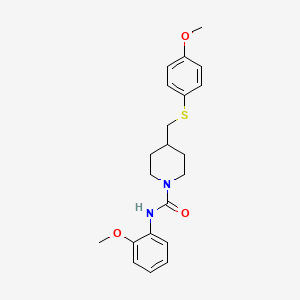 molecular formula C21H26N2O3S B2715879 N-(2-methoxyphenyl)-4-(((4-methoxyphenyl)thio)methyl)piperidine-1-carboxamide CAS No. 1421497-67-7