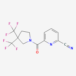 molecular formula C13H9F6N3O B2715883 6-[3,3-Bis(trifluoromethyl)pyrrolidine-1-carbonyl]pyridine-2-carbonitrile CAS No. 2411198-57-5