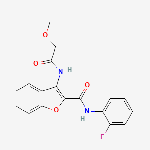 molecular formula C18H15FN2O4 B2715923 N-(2-fluorophenyl)-3-(2-methoxyacetamido)benzofuran-2-carboxamide CAS No. 847405-35-0