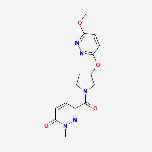molecular formula C15H17N5O4 B2715927 6-(3-((6-methoxypyridazin-3-yl)oxy)pyrrolidine-1-carbonyl)-2-methylpyridazin-3(2H)-one CAS No. 2034445-12-8