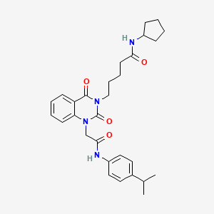 molecular formula C29H36N4O4 B2715957 N-cyclopentyl-5-(1-(2-((4-isopropylphenyl)amino)-2-oxoethyl)-2,4-dioxo-1,2-dihydroquinazolin-3(4H)-yl)pentanamide CAS No. 1223763-72-1