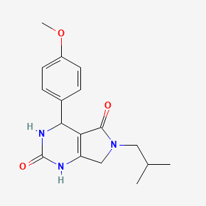 molecular formula C17H21N3O3 B2715981 6-isobutyl-4-(4-methoxyphenyl)-3,4,6,7-tetrahydro-1H-pyrrolo[3,4-d]pyrimidine-2,5-dione CAS No. 923114-12-9
