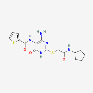 N-(4-amino-2-((2-(cyclopentylamino)-2-oxoethyl)thio)-6-oxo-1,6-dihydropyrimidin-5-yl)thiophene-2-carboxamide