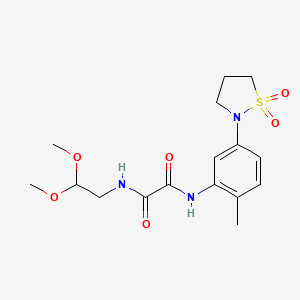 molecular formula C16H23N3O6S B2715999 N-(2,2-dimethoxyethyl)-N'-[5-(1,1-dioxo-1lambda6,2-thiazolidin-2-yl)-2-methylphenyl]ethanediamide CAS No. 1105228-06-5