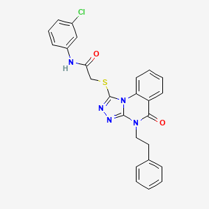 molecular formula C25H20ClN5O2S B2716001 N-(3-chlorophenyl)-2-((5-oxo-4-phenethyl-4,5-dihydro-[1,2,4]triazolo[4,3-a]quinazolin-1-yl)thio)acetamide CAS No. 1111151-43-9