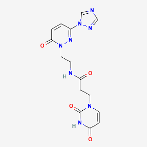 3-(2,4-dioxo-3,4-dihydropyrimidin-1(2H)-yl)-N-(2-(6-oxo-3-(1H-1,2,4-triazol-1-yl)pyridazin-1(6H)-yl)ethyl)propanamide