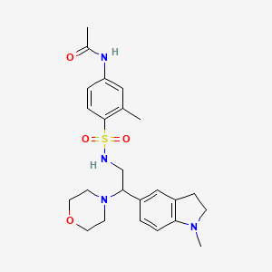 molecular formula C24H32N4O4S B2716023 N-(3-methyl-4-(N-(2-(1-methylindolin-5-yl)-2-morpholinoethyl)sulfamoyl)phenyl)acetamide CAS No. 946266-76-8