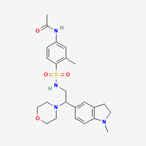 N-(3-methyl-4-(N-(2-(1-methylindolin-5-yl)-2-morpholinoethyl)sulfamoyl)phenyl)acetamide