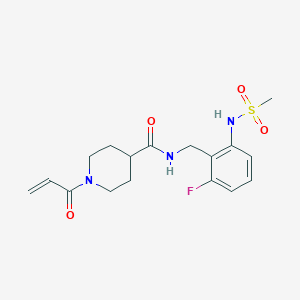 molecular formula C17H22FN3O4S B2716025 N-[[2-Fluoro-6-(methanesulfonamido)phenyl]methyl]-1-prop-2-enoylpiperidine-4-carboxamide CAS No. 2361726-05-6