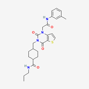 4-((2,4-dioxo-1-(2-oxo-2-(m-tolylamino)ethyl)-1,2-dihydrothieno[3,2-d]pyrimidin-3(4H)-yl)methyl)-N-propylcyclohexanecarboxamide