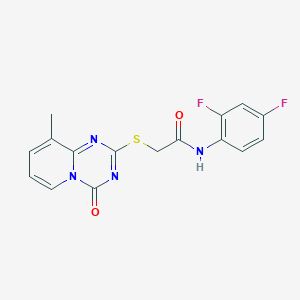 molecular formula C16H12F2N4O2S B2716044 N-(2,4-difluorophenyl)-2-({9-methyl-4-oxo-4H-pyrido[1,2-a][1,3,5]triazin-2-yl}sulfanyl)acetamide CAS No. 896340-15-1