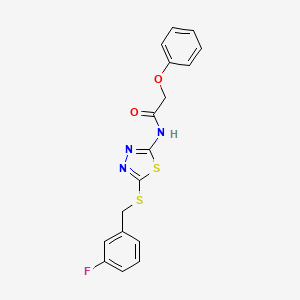 molecular formula C17H14FN3O2S2 B2716056 N-(5-((3-fluorobenzyl)thio)-1,3,4-thiadiazol-2-yl)-2-phenoxyacetamide CAS No. 392303-24-1
