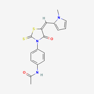 molecular formula C17H15N3O2S2 B2716066 (E)-N-(4-(5-((1-methyl-1H-pyrrol-2-yl)methylene)-4-oxo-2-thioxothiazolidin-3-yl)phenyl)acetamide CAS No. 868147-43-7