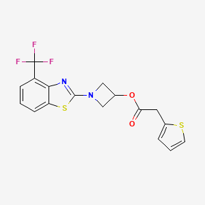 molecular formula C17H13F3N2O2S2 B2716092 1-(4-(Trifluoromethyl)benzo[d]thiazol-2-yl)azetidin-3-yl 2-(thiophen-2-yl)acetate CAS No. 1396628-45-7
