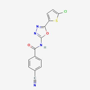 N-(5-(5-chlorothiophen-2-yl)-1,3,4-oxadiazol-2-yl)-4-cyanobenzamide