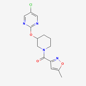 molecular formula C14H15ClN4O3 B2716096 (3-((5-氯吡啶-2-基)氧基)哌啶-1-基)(5-甲基异噁唑-3-基)甲酮 CAS No. 2034398-30-4