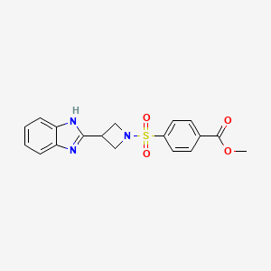 molecular formula C18H17N3O4S B2716118 methyl 4-((3-(1H-benzo[d]imidazol-2-yl)azetidin-1-yl)sulfonyl)benzoate CAS No. 1251710-20-9