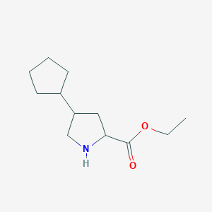 molecular formula C12H21NO2 B2716142 Ethyl 4-cyclopentylpyrrolidine-2-carboxylate CAS No. 2248258-12-8