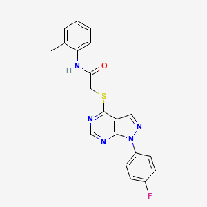molecular formula C20H16FN5OS B2716153 2-[1-(4-fluorophenyl)pyrazolo[3,4-d]pyrimidin-4-yl]sulfanyl-N-(2-methylphenyl)acetamide CAS No. 893934-45-7