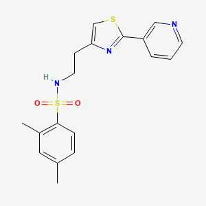molecular formula C18H19N3O2S2 B2716155 2,4-dimethyl-N-(2-(2-(pyridin-3-yl)thiazol-4-yl)ethyl)benzenesulfonamide CAS No. 863511-88-0