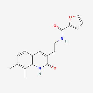 molecular formula C18H18N2O3 B2716162 N-(2-(7,8-二甲基-2-氧代-1,2-二氢喹啉-3-基)乙基)呋喃-2-羧酰胺 CAS No. 851407-98-2