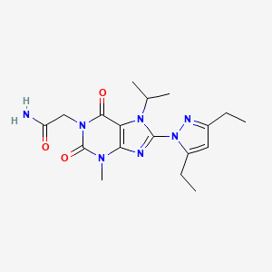 molecular formula C18H25N7O3 B2716163 2-[8-(3,5-diethyl-1H-pyrazol-1-yl)-3-methyl-2,6-dioxo-7-(propan-2-yl)-2,3,6,7-tetrahydro-1H-purin-1-yl]acetamide CAS No. 1013777-88-2