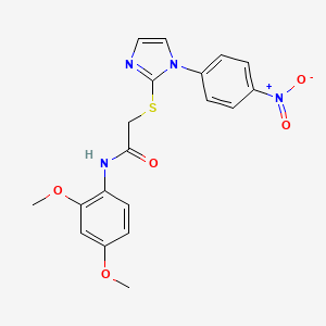 molecular formula C19H18N4O5S B2716168 N-(2,4-dimethoxyphenyl)-2-{[1-(4-nitrophenyl)-1H-imidazol-2-yl]sulfanyl}acetamide CAS No. 851079-51-1