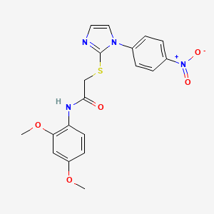 molecular formula C19H18N4O5S B2716168 N-(2,4-二甲氧基苯基)-2-[1-(4-硝基苯基)咪唑-2-基]硫代乙酰胺 CAS No. 851079-51-1