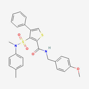 molecular formula C27H26N2O4S2 B2716177 N-[(4-methoxyphenyl)methyl]-3-[methyl(4-methylphenyl)sulfamoyl]-4-phenylthiophene-2-carboxamide CAS No. 1112311-07-5