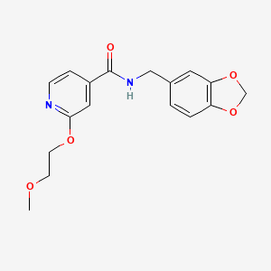 molecular formula C17H18N2O5 B2716197 N-(benzo[d][1,3]dioxol-5-ylmethyl)-2-(2-methoxyethoxy)isonicotinamide CAS No. 2034238-37-2