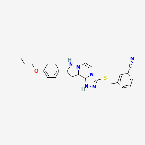 3-({[11-(4-Butoxyphenyl)-3,4,6,9,10-pentaazatricyclo[7.3.0.0^{2,6}]dodeca-1(12),2,4,7,10-pentaen-5-yl]sulfanyl}methyl)benzonitrile