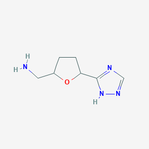 molecular formula C7H12N4O B2716286 [5-(1H-1,2,4-Triazol-3-yl)oxolan-2-yl]methanamine CAS No. 1526342-93-7