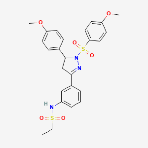 molecular formula C25H27N3O6S2 B2716307 N-(3-(5-(4-methoxyphenyl)-1-((4-methoxyphenyl)sulfonyl)-4,5-dihydro-1H-pyrazol-3-yl)phenyl)ethanesulfonamide CAS No. 851782-82-6