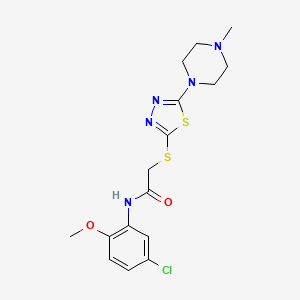 molecular formula C16H20ClN5O2S2 B2716310 N-(5-chloro-2-methoxyphenyl)-2-((5-(4-methylpiperazin-1-yl)-1,3,4-thiadiazol-2-yl)thio)acetamide CAS No. 1105251-67-9