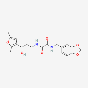 molecular formula C19H22N2O6 B2716352 N'-[(2H-1,3-benzodioxol-5-yl)methyl]-N-[3-(2,5-dimethylfuran-3-yl)-3-hydroxypropyl]ethanediamide CAS No. 1421499-85-5