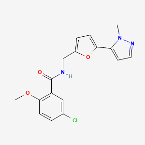 5-Chloro-2-methoxy-N-[[5-(2-methylpyrazol-3-yl)furan-2-yl]methyl]benzamide