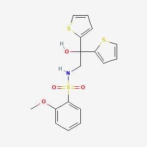 molecular formula C17H17NO4S3 B2716433 N-(2-hydroxy-2,2-di(thiophen-2-yl)ethyl)-2-methoxybenzenesulfonamide CAS No. 2034477-95-5