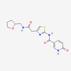 molecular formula C16H18N4O4S B2716458 6-oxo-N-(4-(2-oxo-2-(((tetrahydrofuran-2-yl)methyl)amino)ethyl)thiazol-2-yl)-1,6-dihydropyridine-3-carboxamide CAS No. 946336-70-5