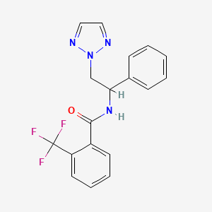 molecular formula C18H15F3N4O B2716465 N-[1-phenyl-2-(2H-1,2,3-triazol-2-yl)ethyl]-2-(trifluoromethyl)benzamide CAS No. 2309590-34-7