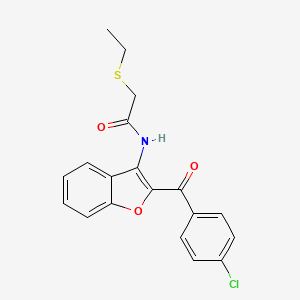 molecular formula C19H16ClNO3S B2716480 N-[2-(4-Chlorobenzoyl)-1-benzofuran-3-yl]-2-ethylsulfanylacetamide CAS No. 2241129-89-3